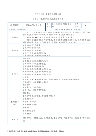 数控设备维护维修企业解决方案资源建设子项目5 教案3-3自动化生产线机械故障检修