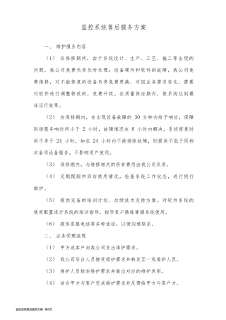 监控系统售后服务方案