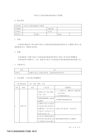气体灭火系统巡视检查工作规程