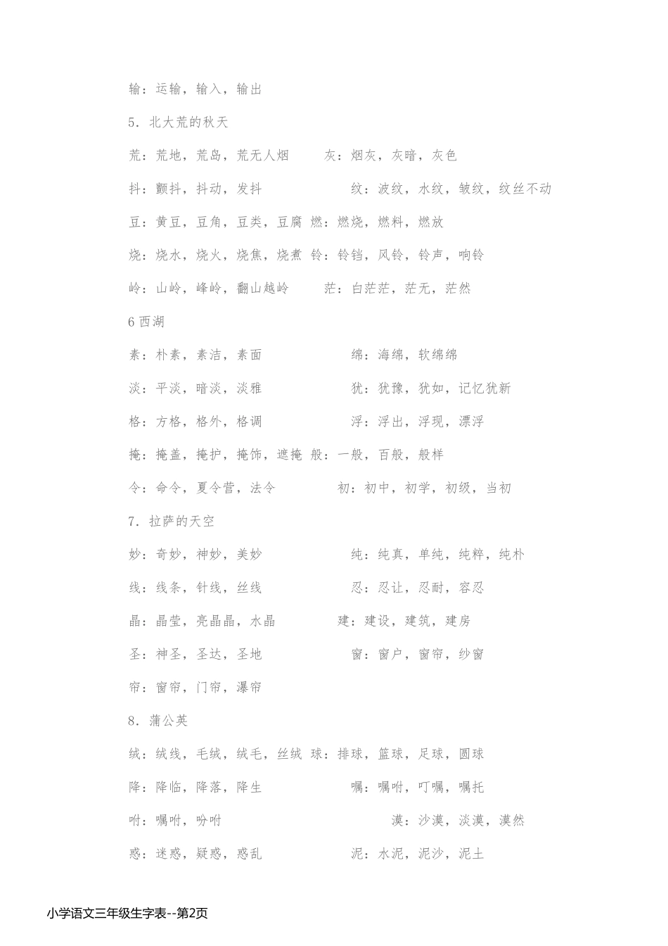 小学语文三年级生字表_第2页