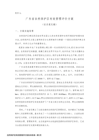 自然保护区有效管理评价指标体系表