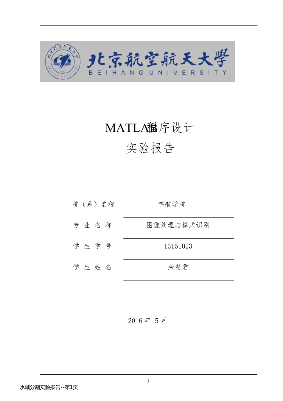 水域分割实验报告_第1页