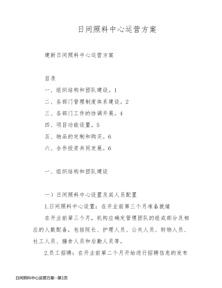 日间照料中心运营方案