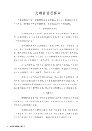 十大项目管理要素