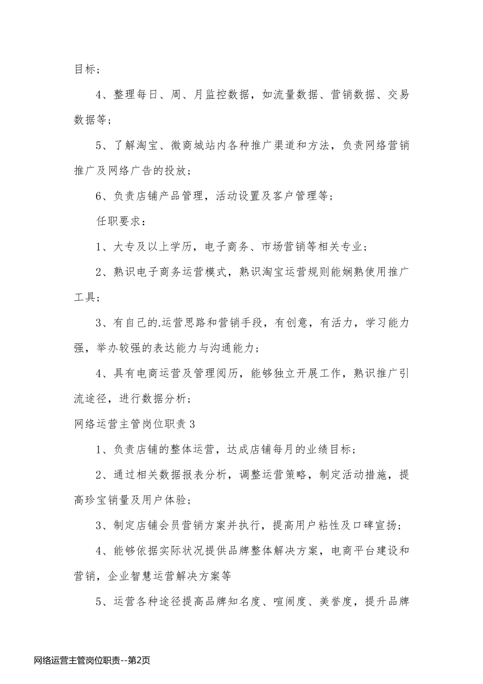 网络运营主管岗位职责_第2页