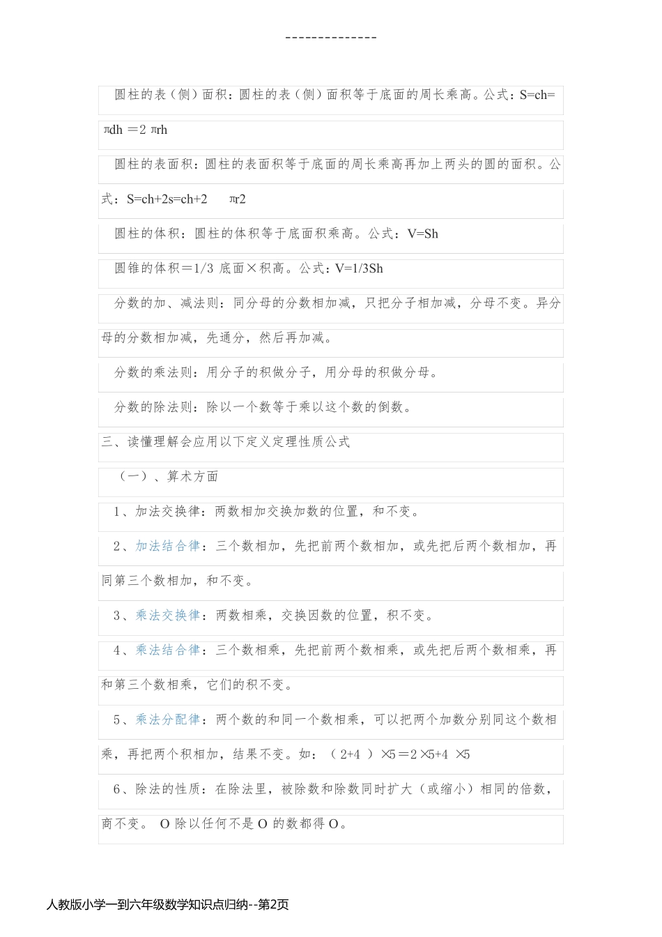 人教版小学一到六年级数学知识点归纳_第2页