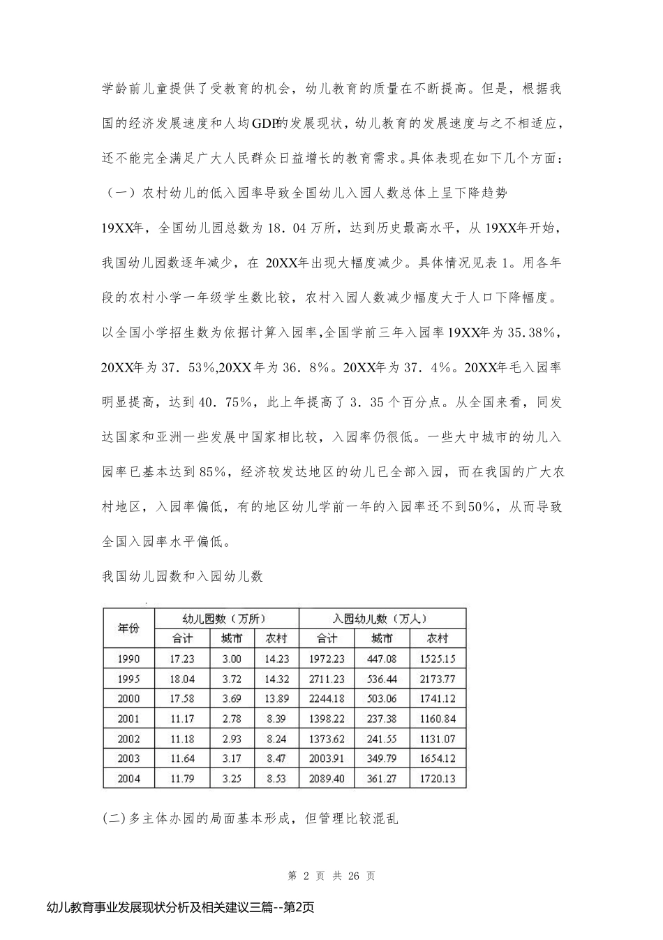 幼儿教育事业发展现状分析及相关建议三篇_第2页