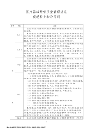 医疗器械经营质量管理规范现场检查指导原则