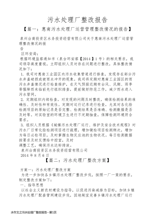 水作文之污水处理厂整改报告