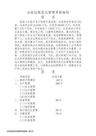 水电站规范化管理考核细则