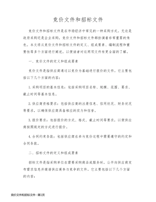 竞价文件和招标文件