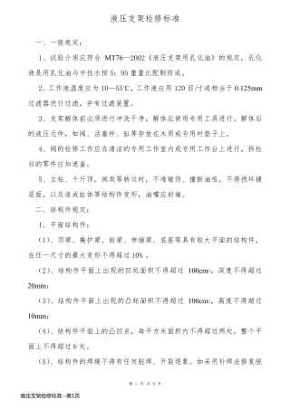 液压支架检修标准