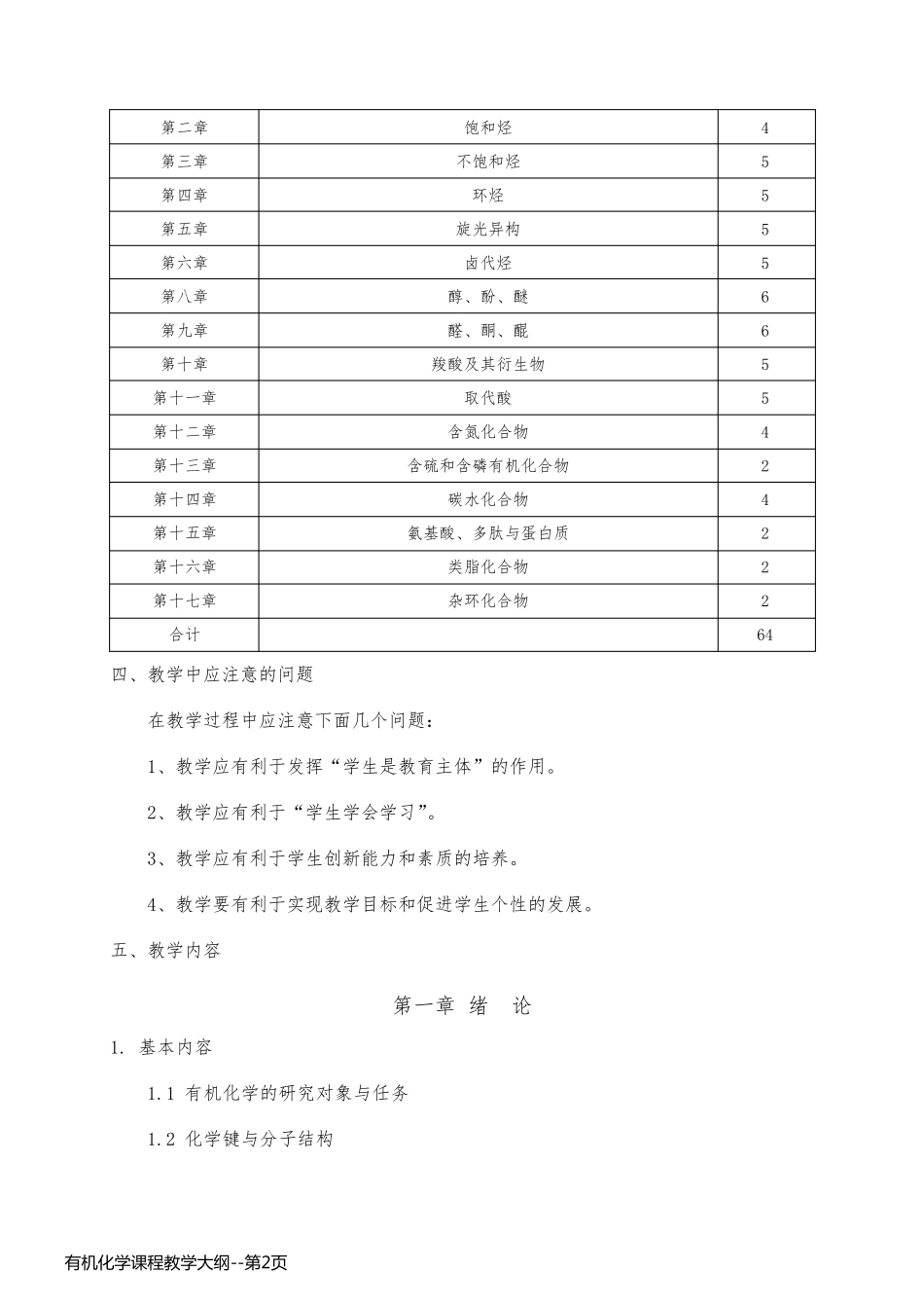 有机化学课程教学大纲_第2页