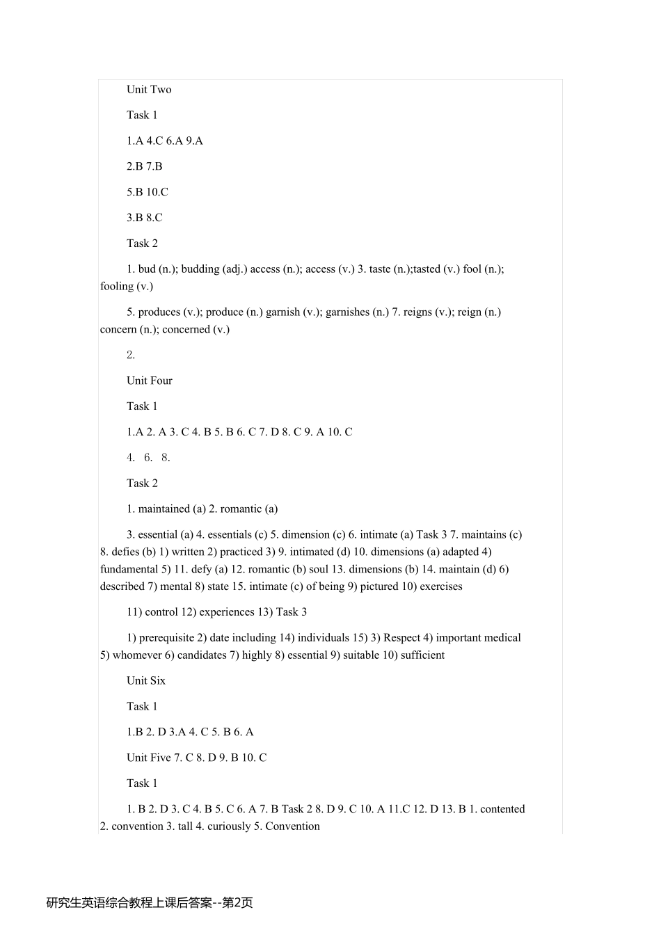 研究生英语综合教程上课后答案_第2页