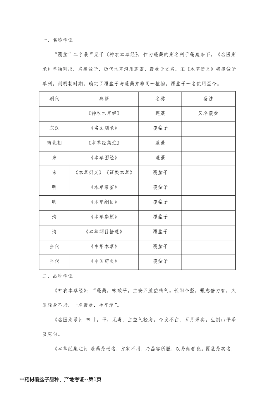 中药材覆盆子品种、产地考证_第1页