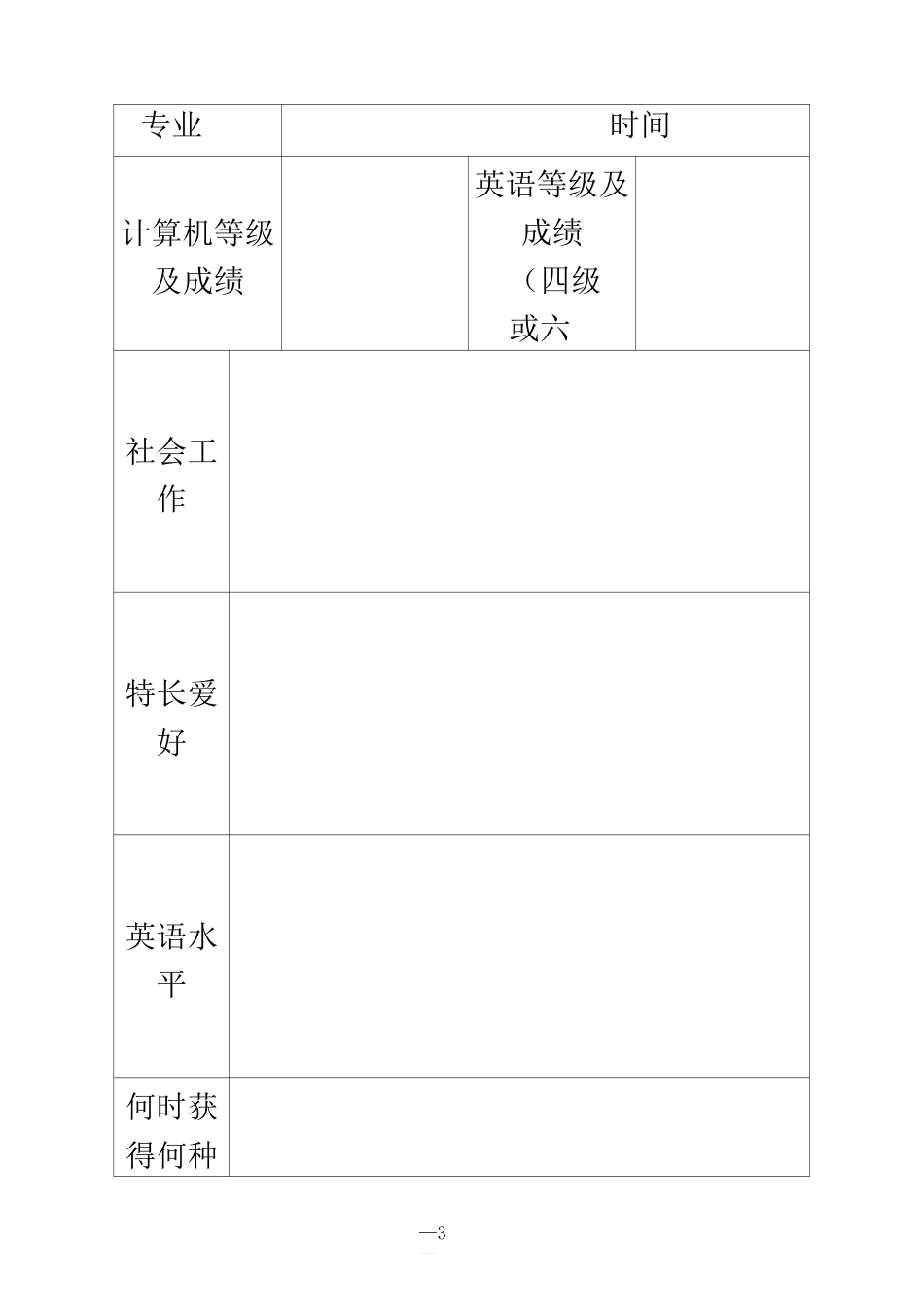 博士申请简历表_第3页