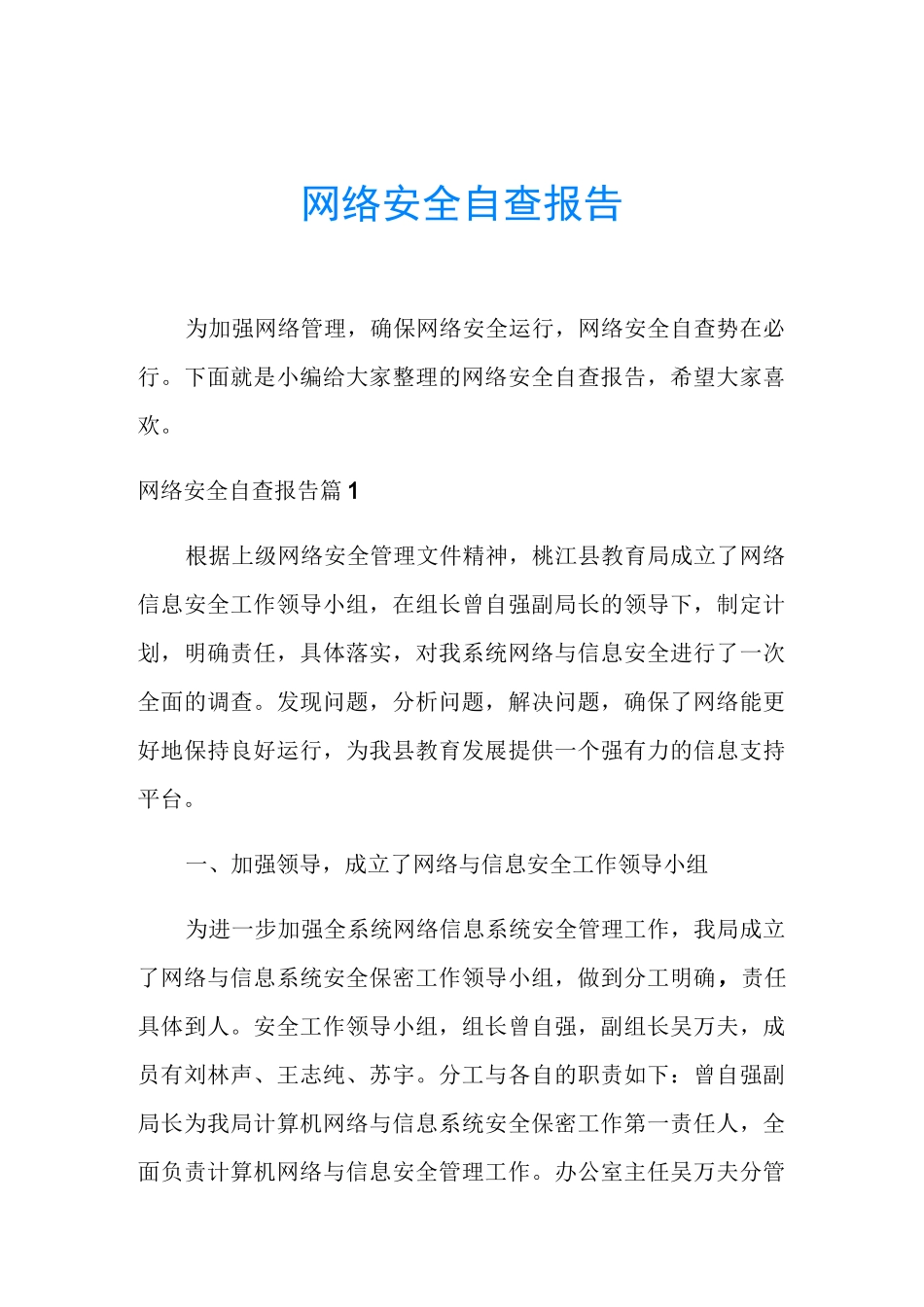 网络安全自查报告_第1页