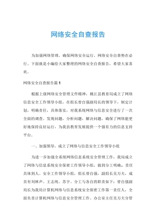 网络安全自查报告