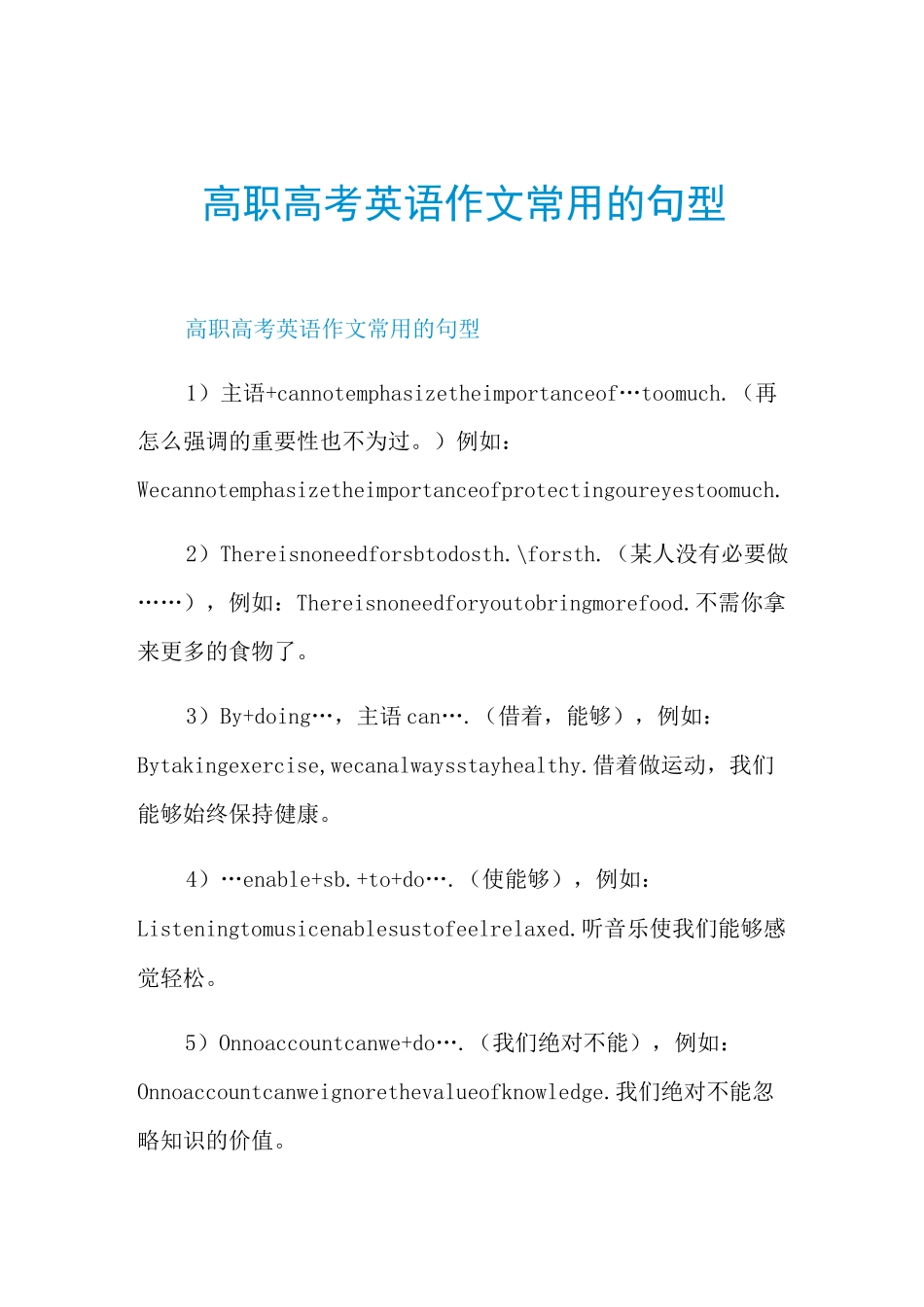 高职高考英语作文常用的句型_第1页