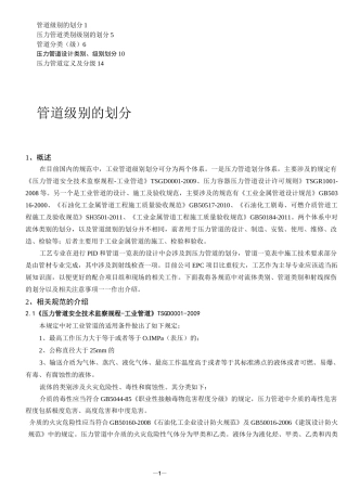 压力管道类别、级别划分