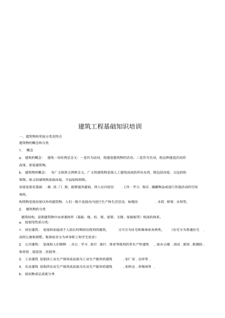 建筑工程基础知识专项培训
