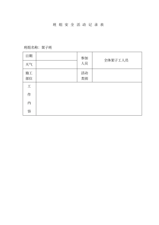 建筑工程安全资料盒整理完美版架子工班组活动