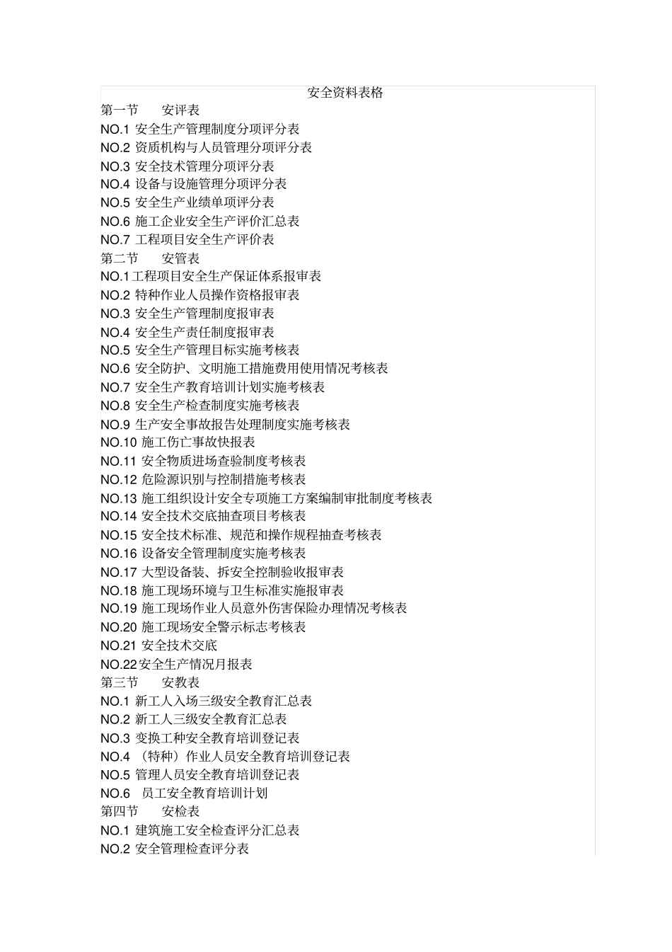 建筑工程安全资料表格全套65张_第1页