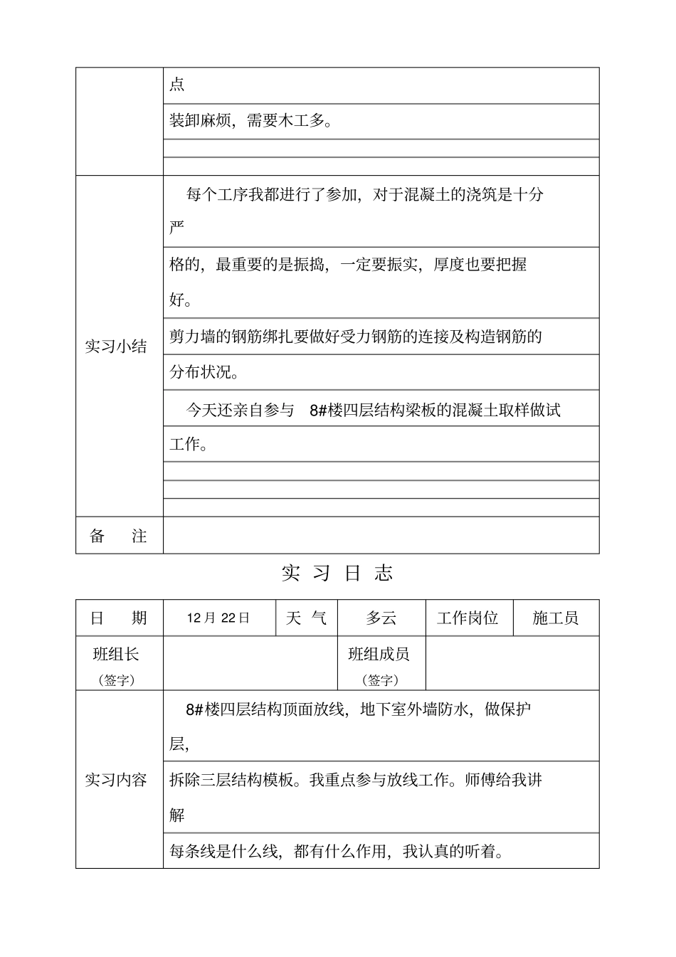 建筑工程实习日志_第3页