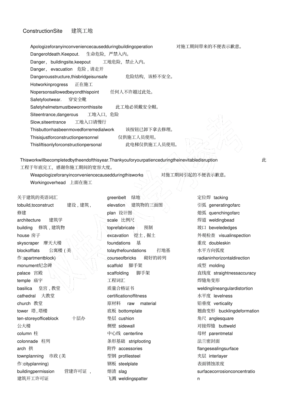 建筑工程常用英文词汇_第1页