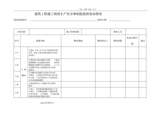 建筑工程建筑施工现场生产安全事故隐患排查治理台账