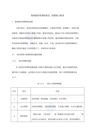 建筑工程施工现场组织管理机构及管理部门职责secret