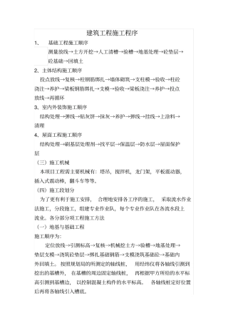 建筑工程施工程序