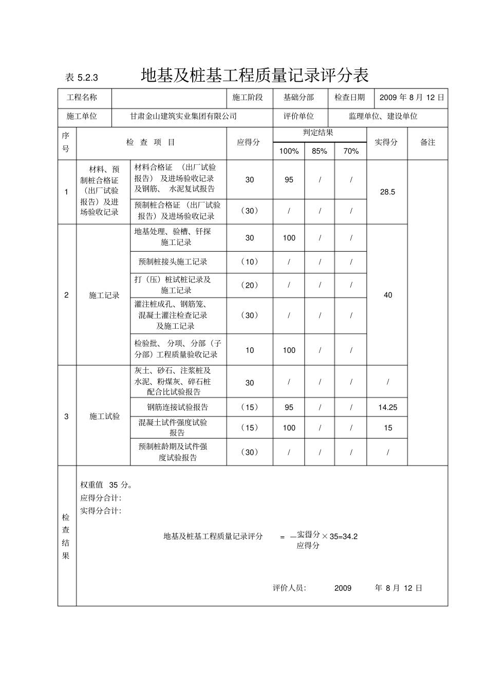 建筑工程施工质量评价标准表格_第3页