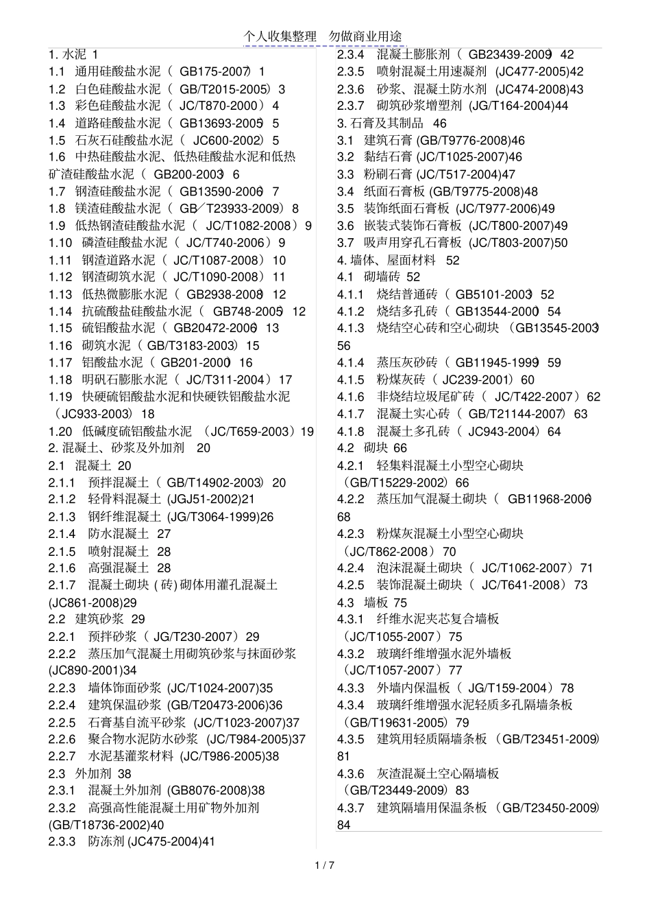 建筑工程材料规范标准标注_第1页
