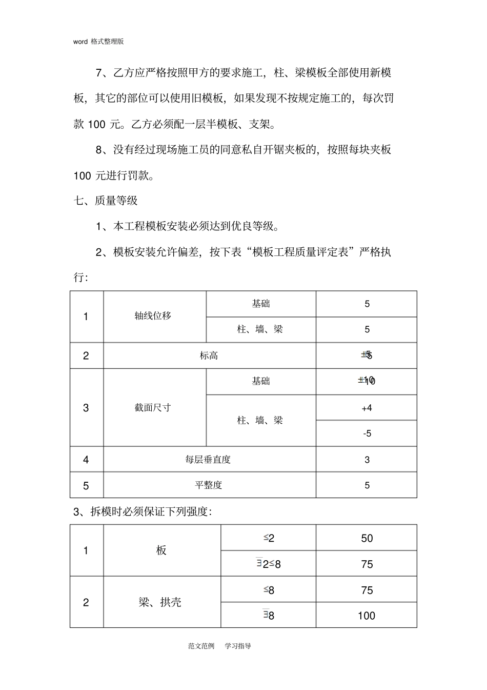 建筑工程模板劳务分包合同范本_第3页