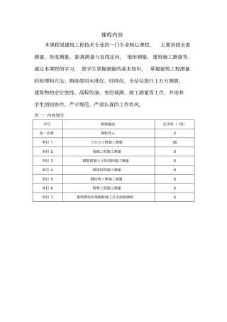 建筑工程测量课程内容