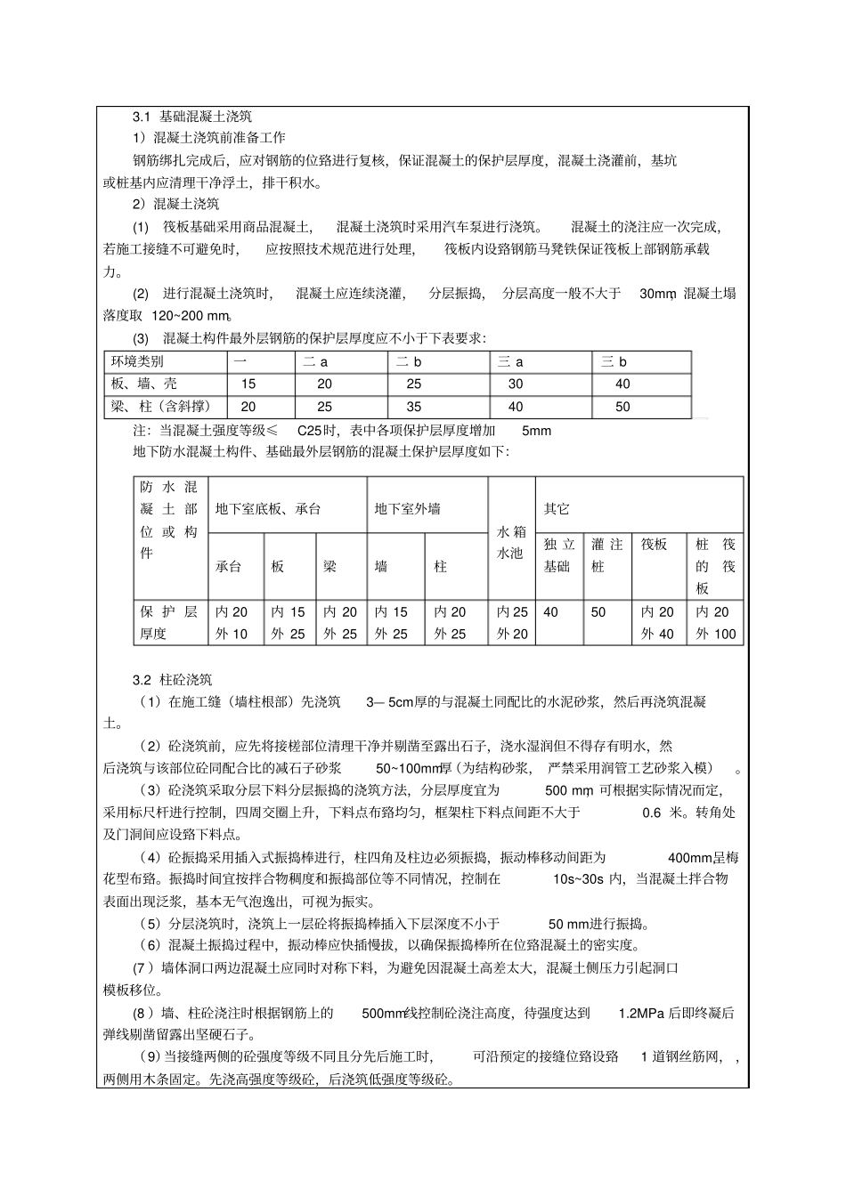 建筑工程混凝土施工方案安全技术交底_第2页