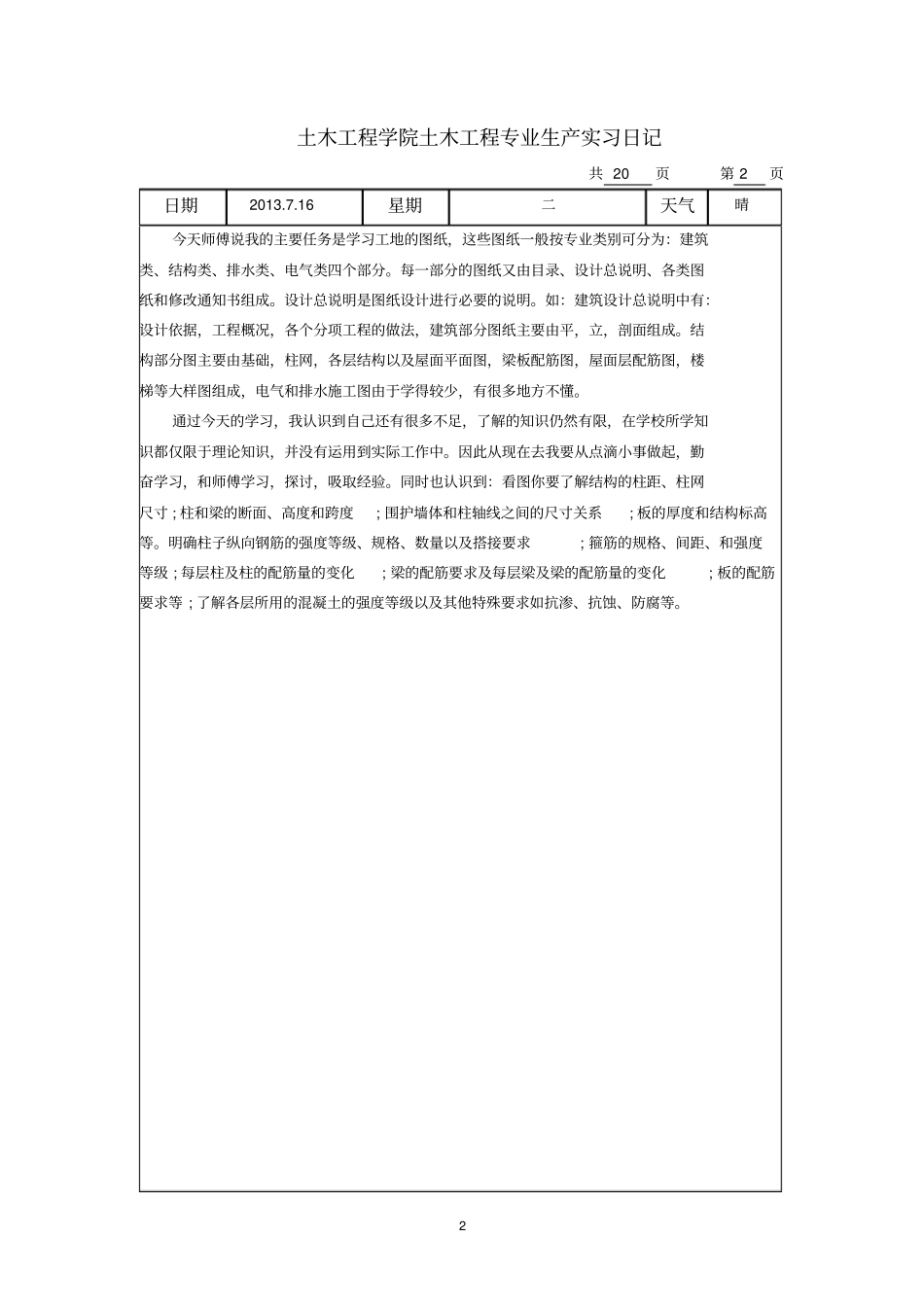 建筑工程生产实习报告与日记_第2页