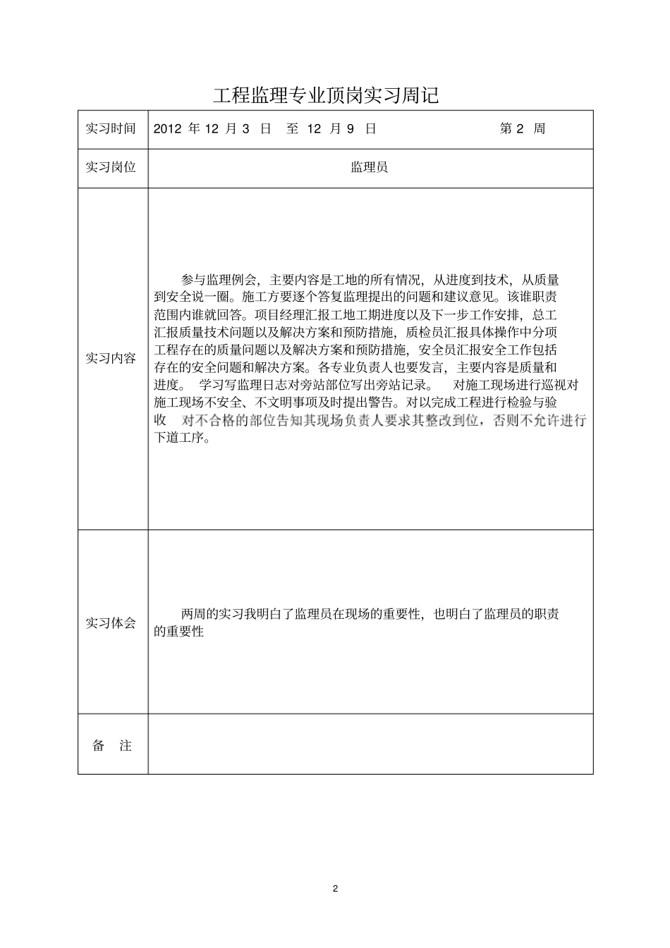 建筑工程监理专业实习周记_第2页