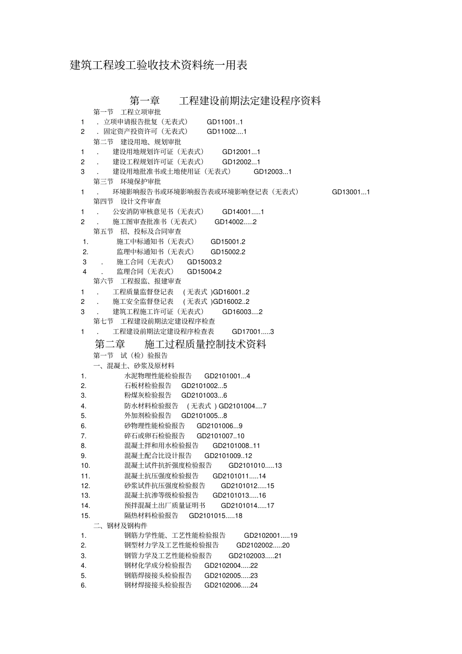 建筑工程竣工验收技术资料统一用表_第1页