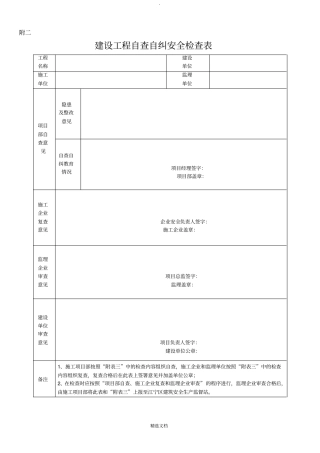 建筑工程自查自纠安全检查表