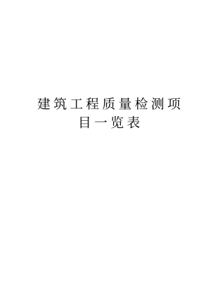 建筑工程质量检测项目一览表培训资料