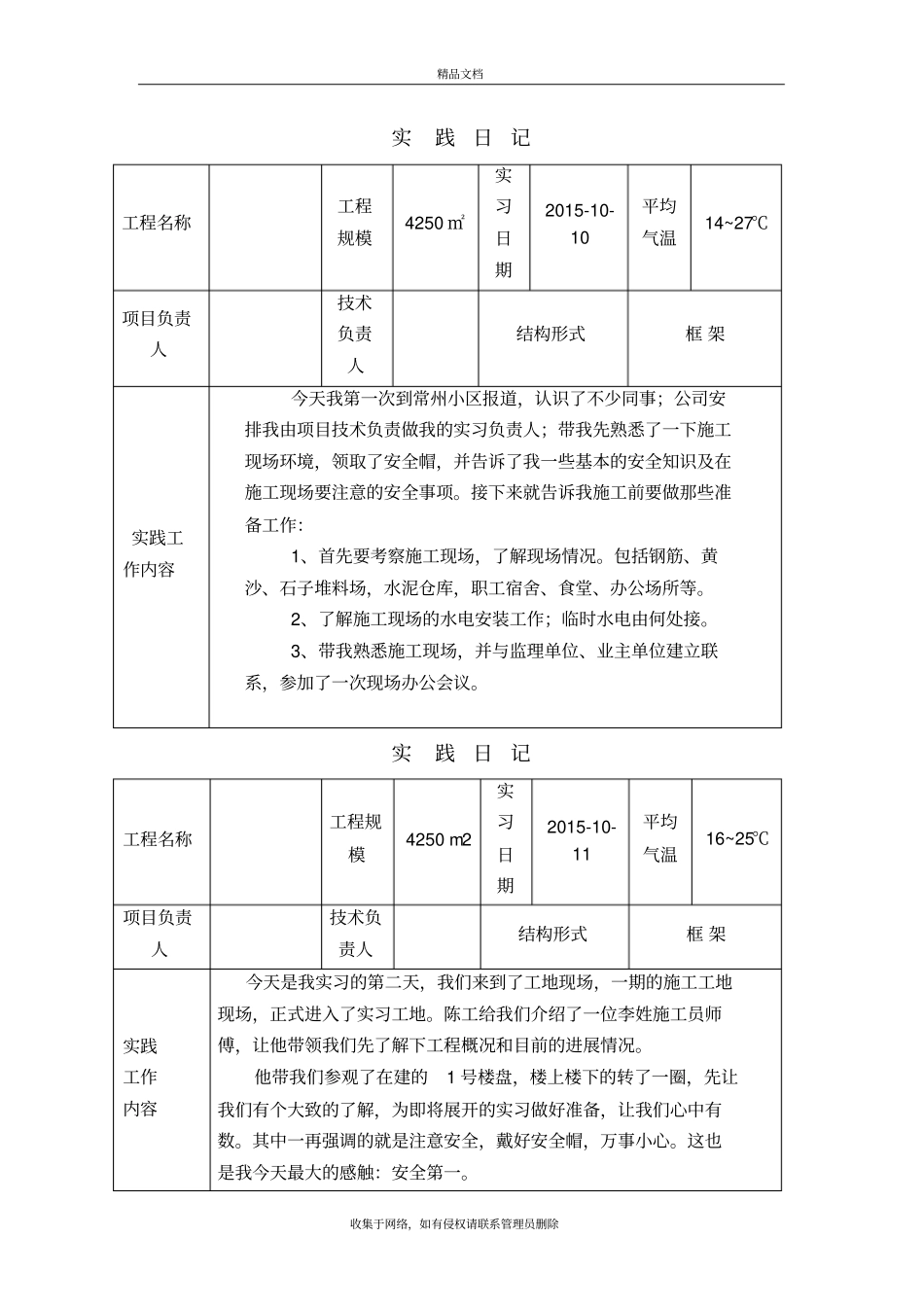 建筑施工与管理专业毕业实习日记知识讲解_第2页
