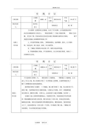 建筑施工及管理专业毕业实习日记