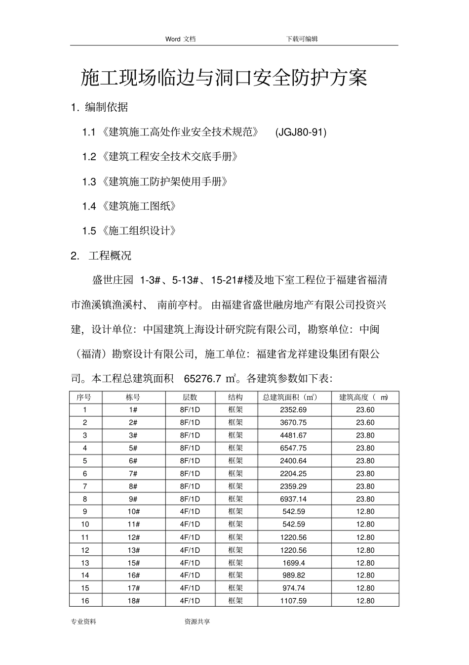 建筑施工现场临边和洞口安全防护方案总结_第1页