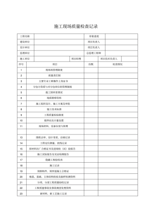 建筑施工现场质量检查记录文本