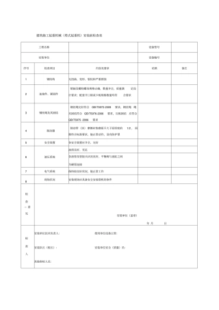 建筑施工起重机械塔式起重机安装前检查表