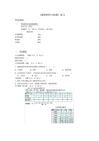建筑材料与检测复习提纲及题库供参考