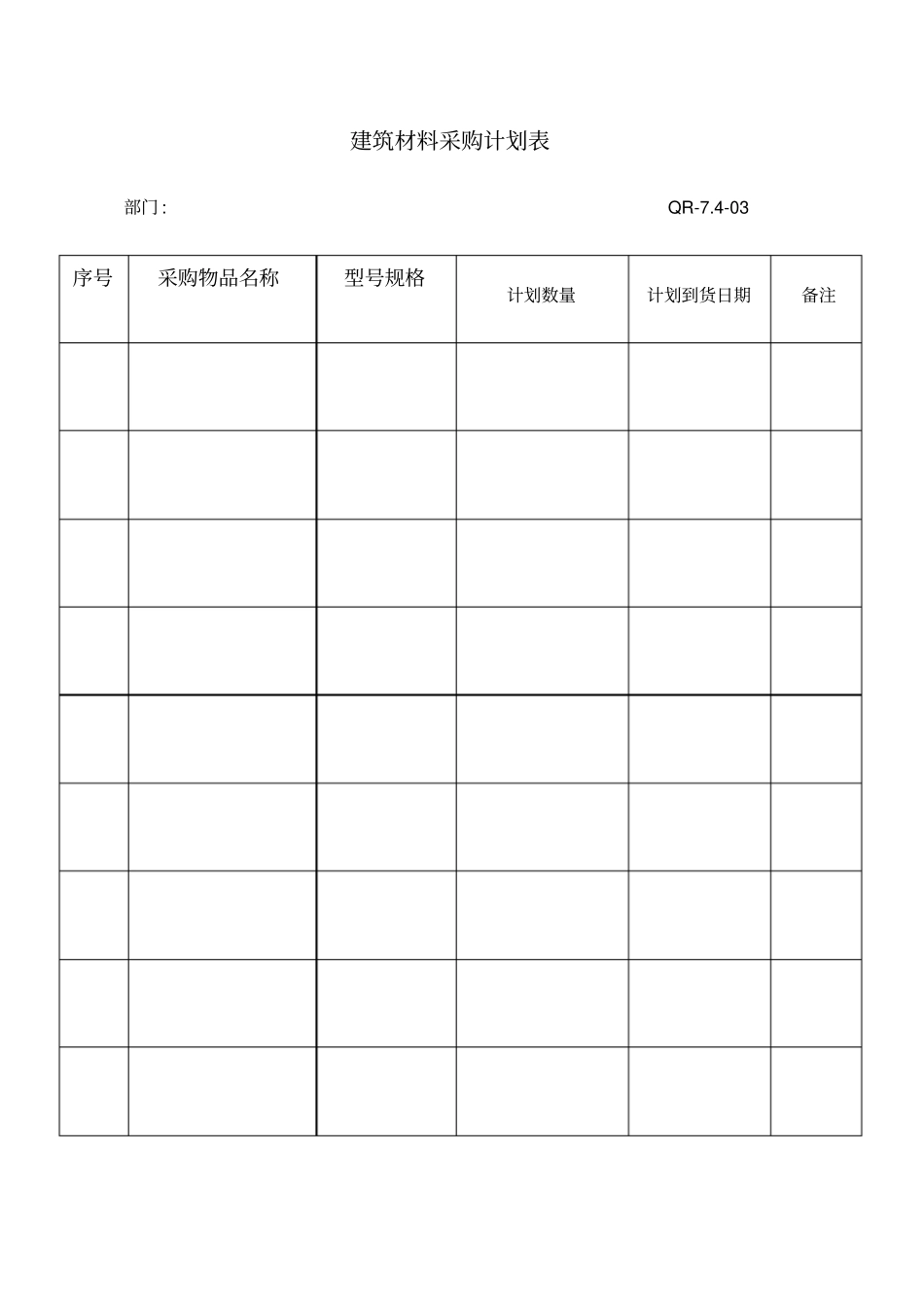 建筑材料采购计划表_第1页