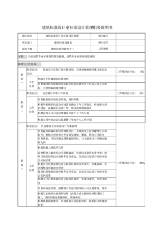 建筑标准设计室标准设计管理职务说明书